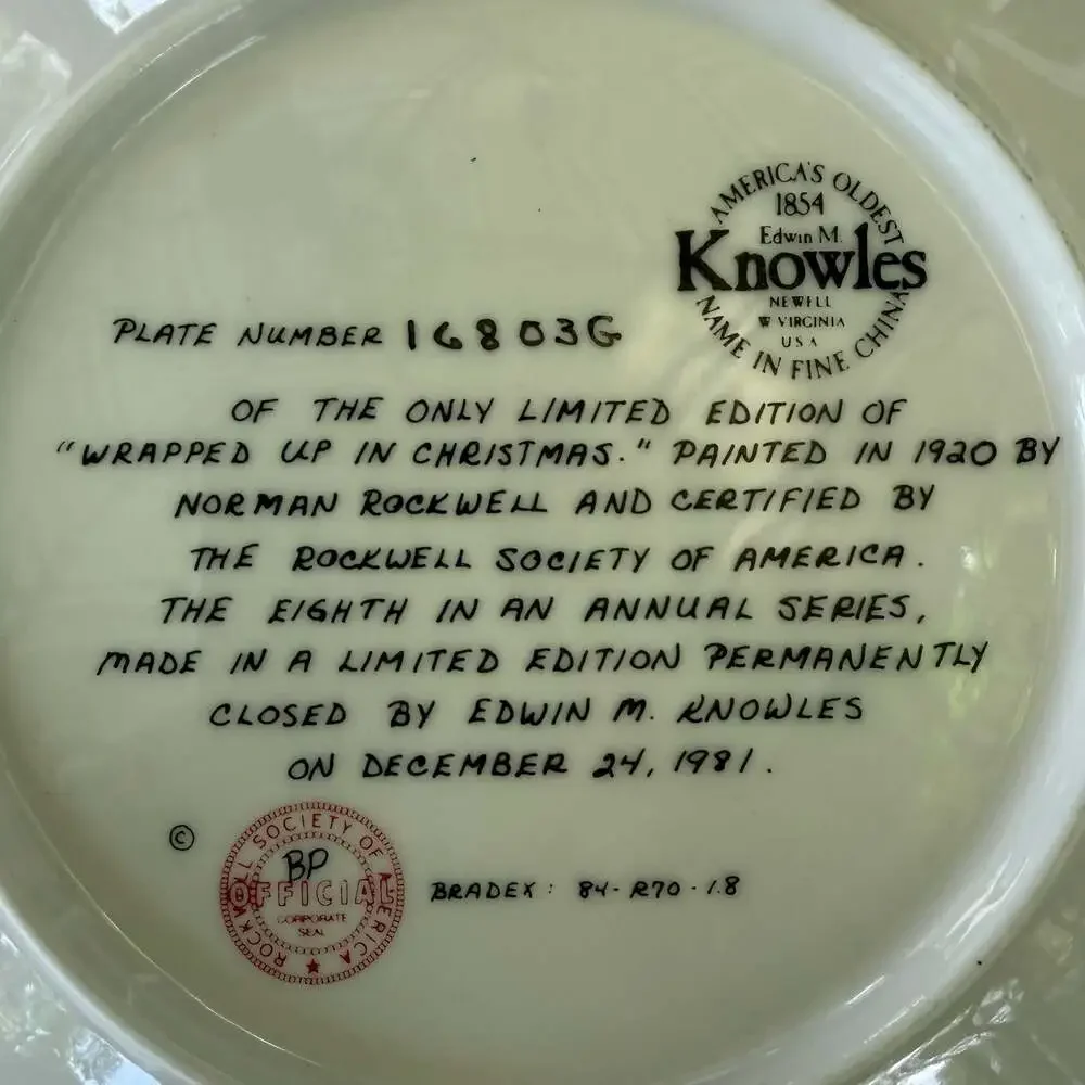 Norman Rockwell 'Wrapped Up in Christmas' 1981 Collector Plate